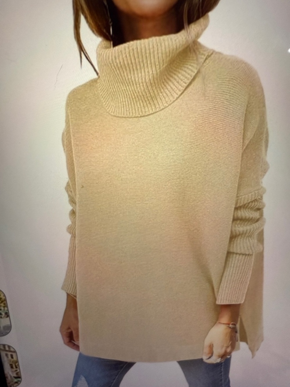 Lillusory Oversized Turtleneck Women's Medium Sweater Long Batwing Sleeve  tunic